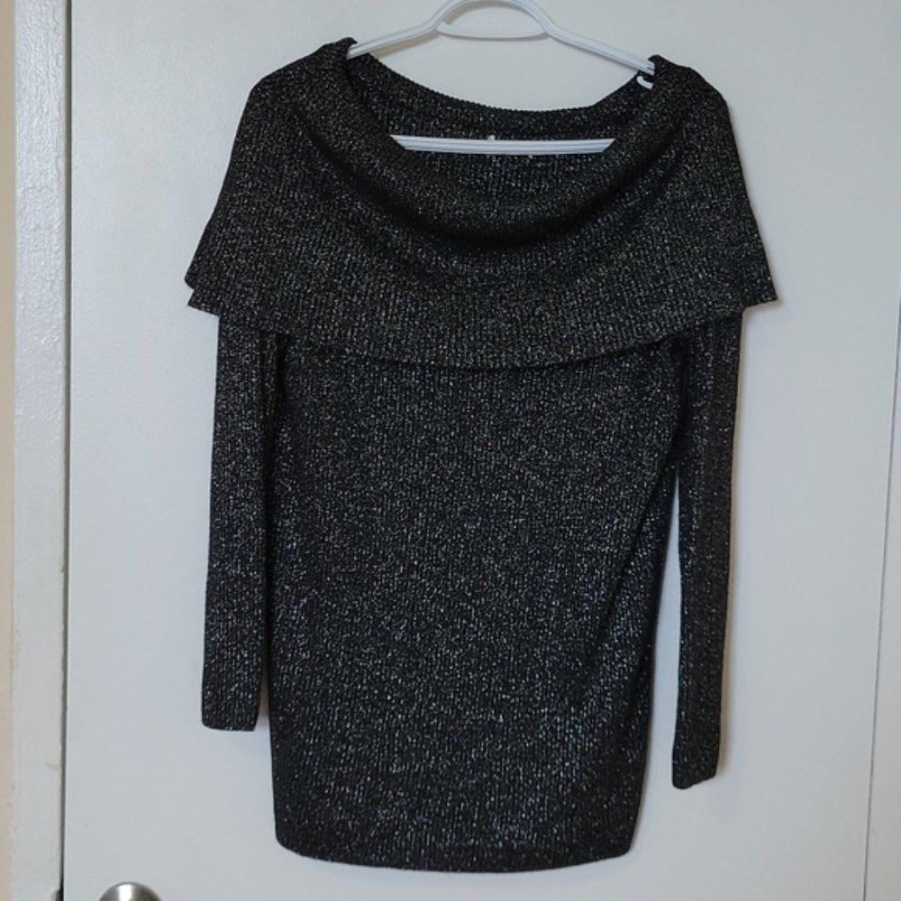 Glittery Black Knitted Tunic L